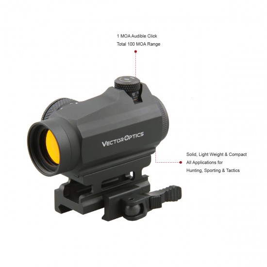 Vector Optics Maverick GenII 1x22 Red Dot Scope Sight Hunting Tactical Uncapped Turret QD Mount For Real Firearms .308 Airsoft