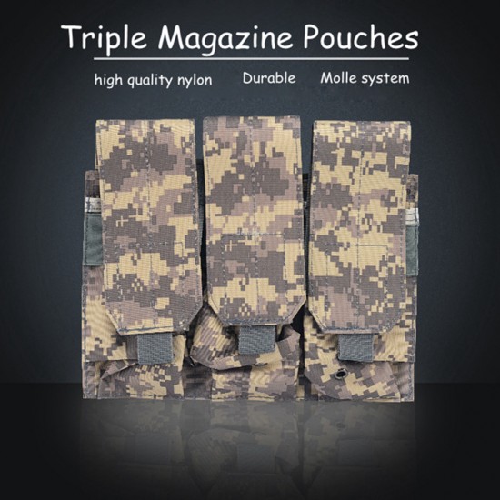 Military Tactical MOLLE Triple Magazine Pouches Triple Army Shooting Mag Pouch Wargame Paintball Pouch Equipment for M14 Ak47