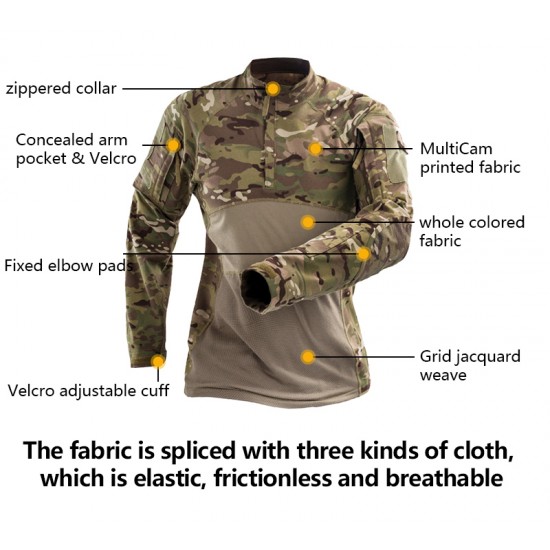 Military Uniform Tactical Combat Shirt Us Army Clothing Tatico Tops Airsoft Multicam Camouflage Hunting Fishing Pants Elbow/Knee