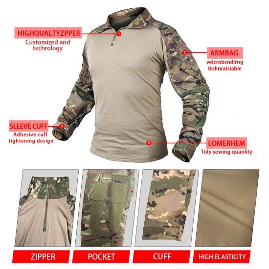 Hunting Pants G3 Suit Tactical Military Uniform Multicam Forces Suits Hunting Pant Combat Shirt Pant Airsoft Militaire With Pads