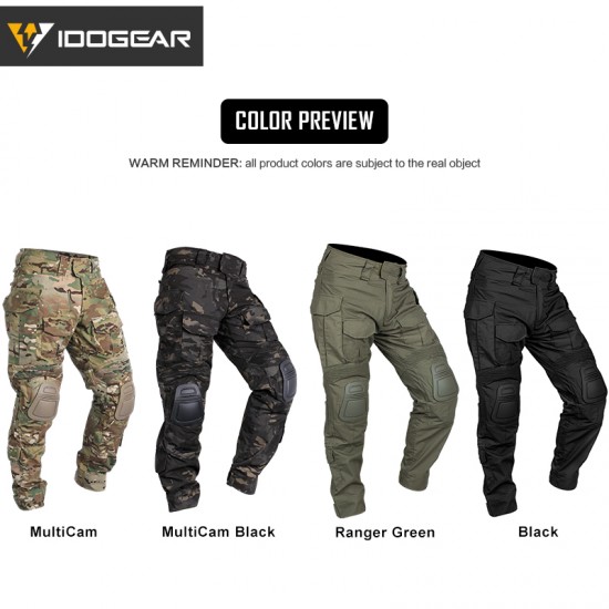 IDOGEAR G3 Combat Pants with Knee Pads Airsoft Tactical Trousers MultiCam CP gen3 Hunting Camouflage 3201