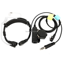 NATO Telescopic Throat Vibration Mic Headset Microphone U94 PTT Cable for Z Tactical Walkie Talkie Kenwood BaoFeng UV-5R Radio