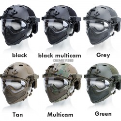 Tactical Helmet + Mask + Goggle Sets Outdoor Airsoft Paintball Helmet with Goggles FAST PJ Helmets CS Game Full Face Protection
