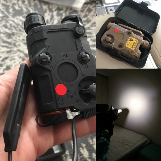 Airsoft AN/PEQ-15 Red Dot Laser White LED Flashlight 270 Lumens for Standard 20mm Rail Night Vision Hunting Rifle Battery Case
