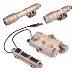 WADSN M300 M600 Surefir Flashlight PEQ 15 Green Laser Set With Tactical Double Plug Pressure Switch White LED Hunting Scout Lamp