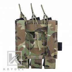KRYDEX Tactical Modular Triple Magazine Pouch For MP5 MP7 KRISS MOLLE Triple Open Top SMG Mag Pouch Carrier For Airsoft Hunting