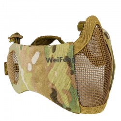 New Tactical Steel Wire Mesh Mask Half Face Low-carbon Ear Protection Foldable Airsoft Military Paintball CS Hunting Mask