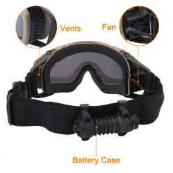 FMA SI-Ballistic Goggles Tactical Fan Version Safety Goggle Adjustable Anti-fog Dust Glasses  with 2 Lens Airsoft Accessories