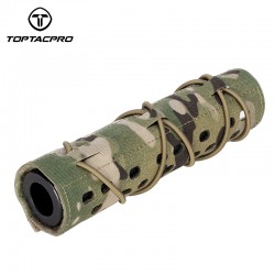 TOPTACPRO Tactical Suppressor Cover 7and#39;and#39; Laser Cut Muffler Heat Shield Sleeve Cover Military  Paintball   Multicam 8503