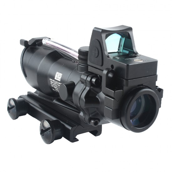 ACOG 4X32 with RMR Mini Red Dot Sight Rifle  Scope Red Green Chevron Reticle Real Fiber Illuminated   Optic Sight Airsoft