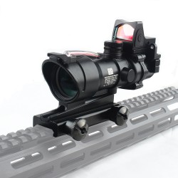 ACOG 4X32 with RMR Mini Red Dot Sight Rifle  Scope Red Green Chevron Reticle Real Fiber Illuminated   Optic Sight Airsoft